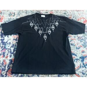 Vintage 80s Black Beaded Western Glam Top